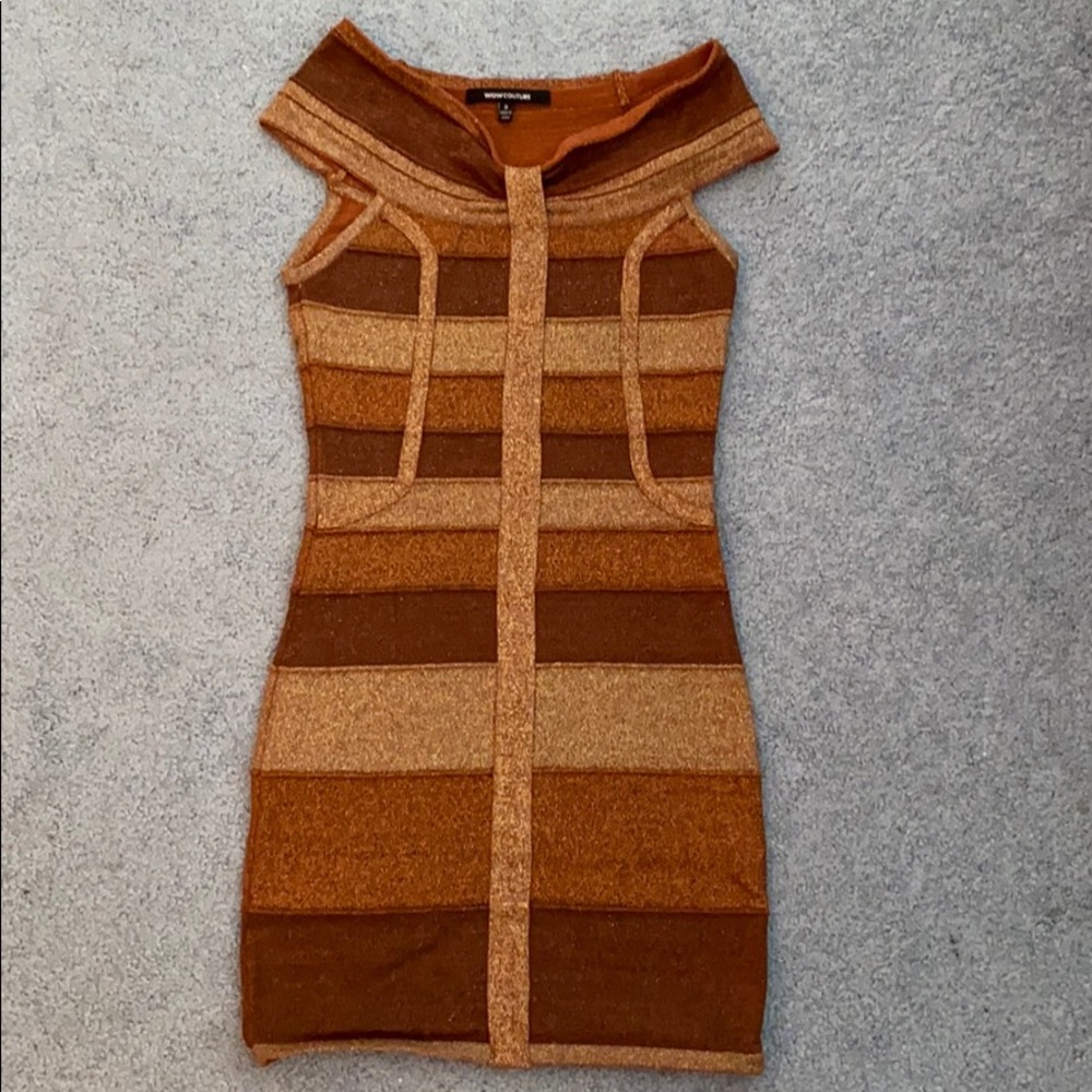 Copper tones bandage dress, size S